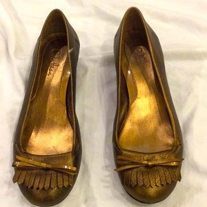 Cole Haan Nike Air Bronze Metallic Ballet Slippers Size 5.5